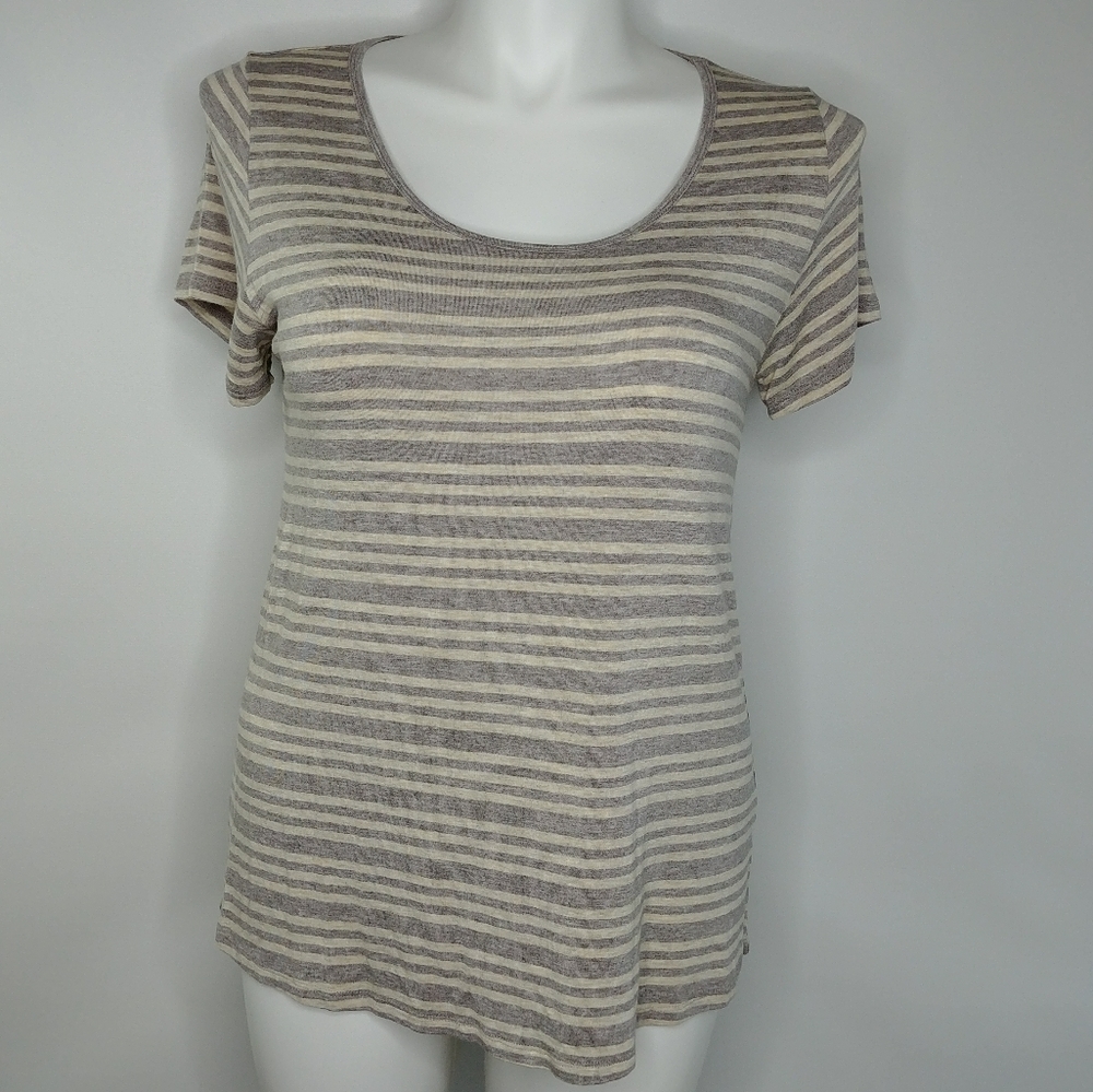 Lularoe Classic T Gray and tan striped